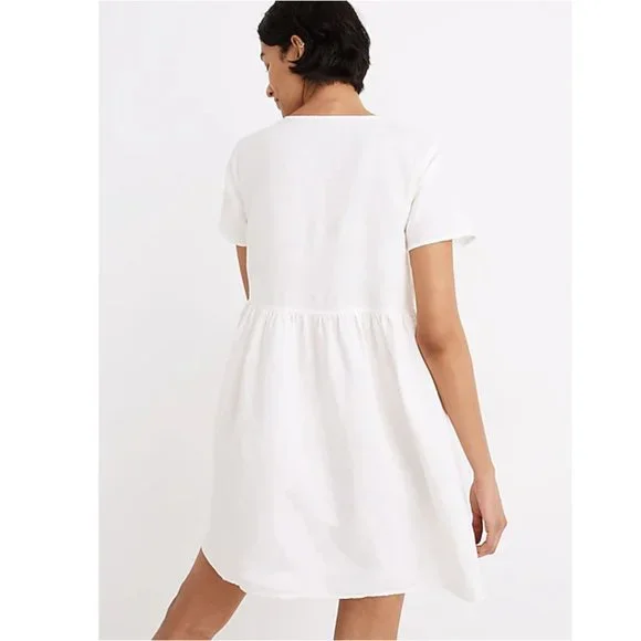 Madewell Embroidered Linen-Blend Alexandra Button-Front Mini Dress - Picture 12 of 12